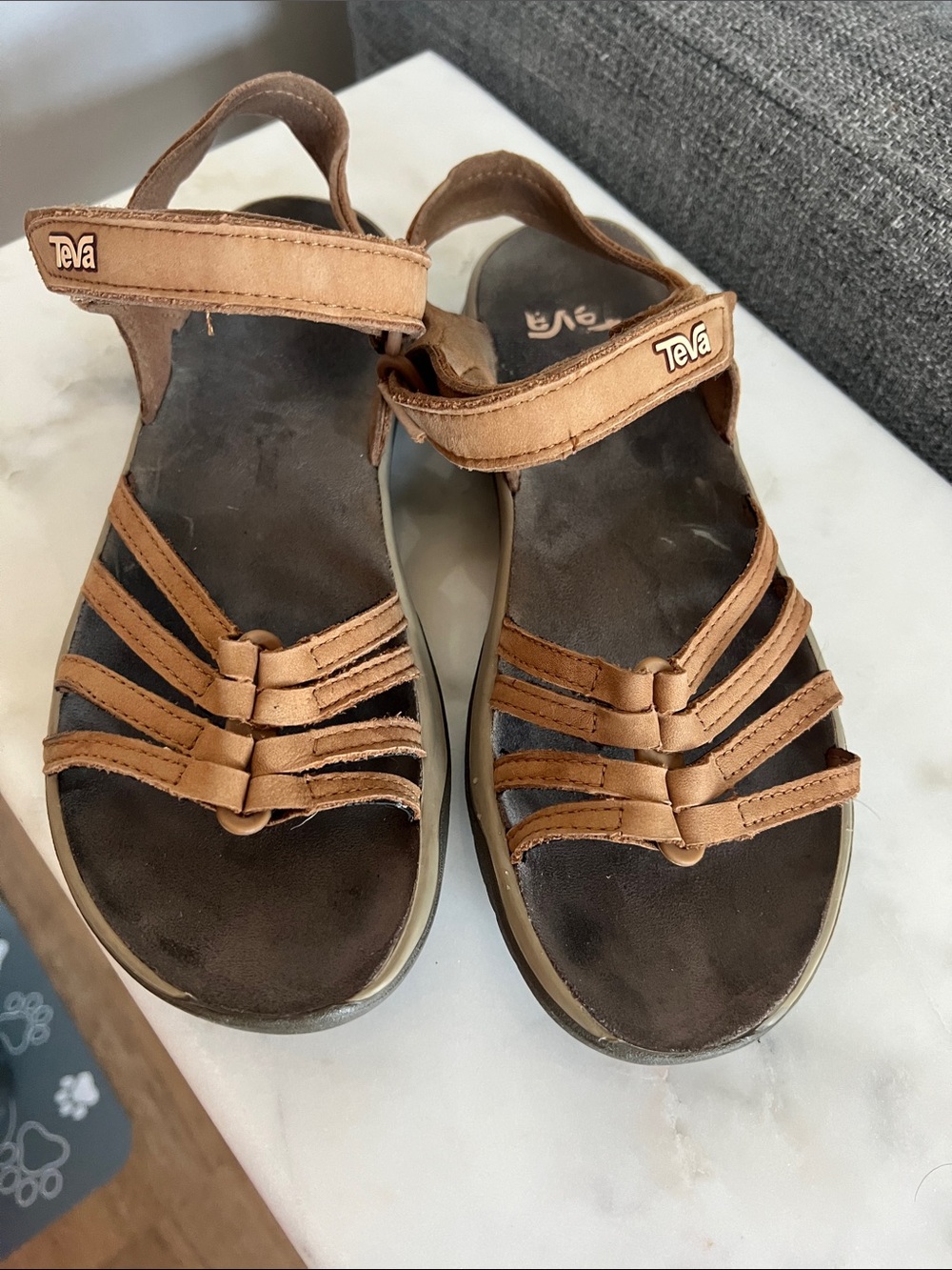 Teva women’s Tan Multi-Strap Hook-and-Loop Sandals